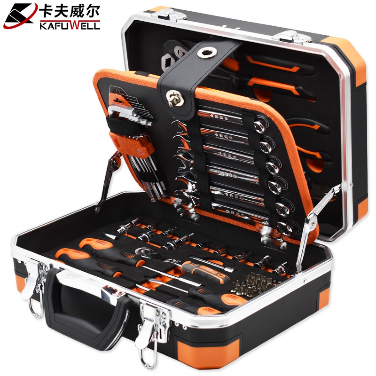 卡夫威尔 圣多瑞系列铝合金注塑工具箱 工具箱套装 家用五金工具 80件套工具组套 SS3566E-圣多瑞
