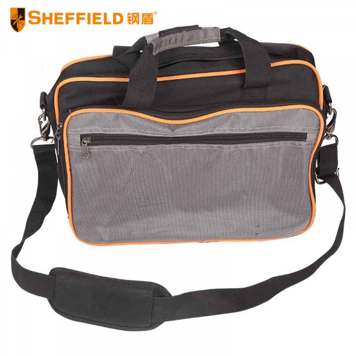 钢盾 SHEFFIELD S023007 双层加厚防水耐磨多功能电工维修工具包单肩 双层工具背包380x150x320mm 单位：个