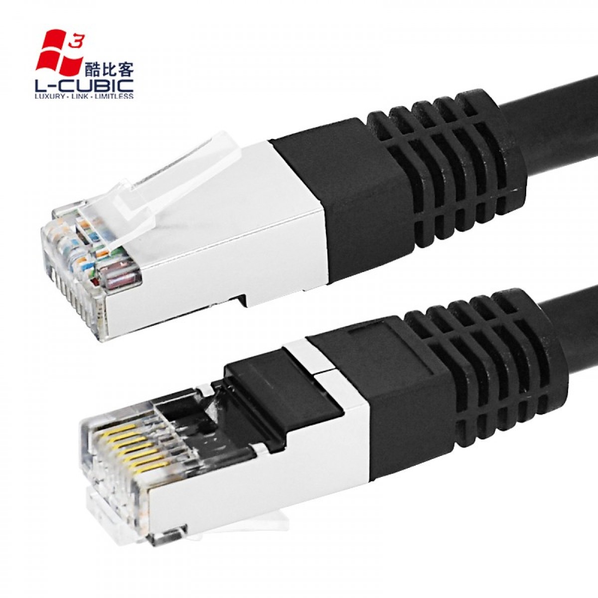 酷比客/L-CUBIC cat6 无氧铜纯铜屏蔽版八芯双交成品家用商用高速六类网络跳线千兆网线跳线 屏蔽版黑色 3米