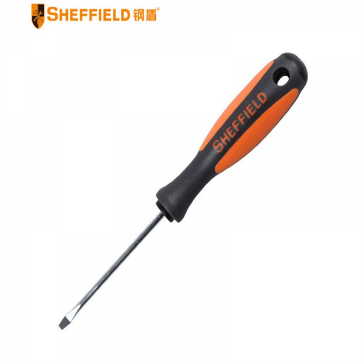 钢盾 SHEFFIELD S056102 双色柄一字螺丝刀 3x75mm 平行螺丝刀 改锥螺丝批 带磁性 平口起子 10把起订 单位：把