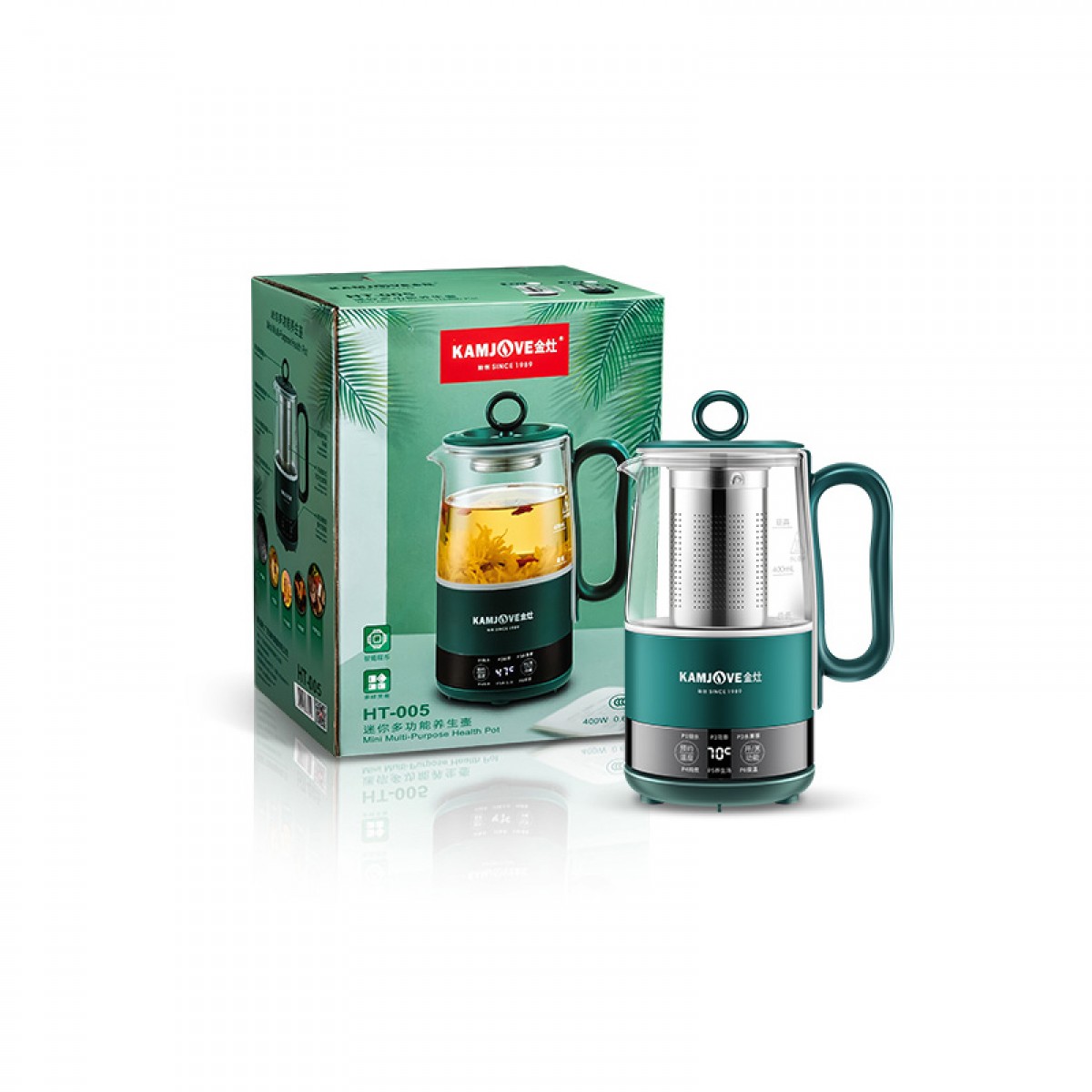 金灶（KAMJOVE） 煮茶器蒸茶煮茶壶迷你养生壶家用多功能玻璃烧水壶全自动办公室小型电热水壶烧水壶 深翠绿