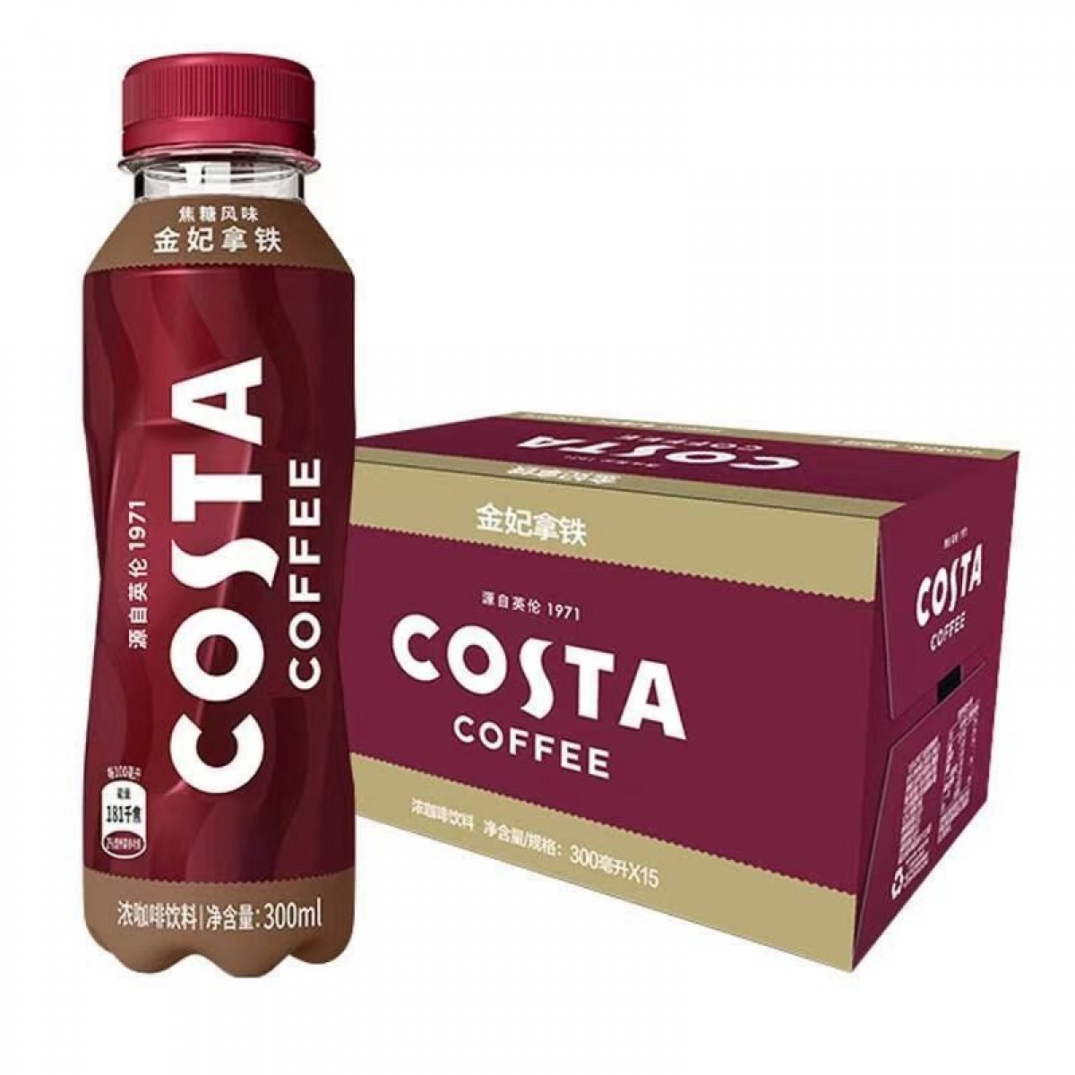 可口可乐咖世家COSTA COFFEE金妃拿铁浓醇风味摩卡醇正拿铁纯萃美式浓咖啡饮料 金妃拿铁300ml*15瓶