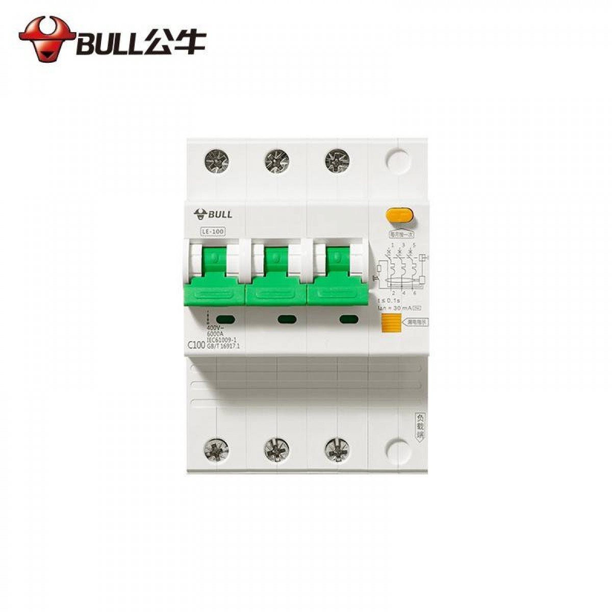 公牛(BULL) 空气开关 3P漏电保护断路器 三相100A带漏保家用电源空开 单位：个