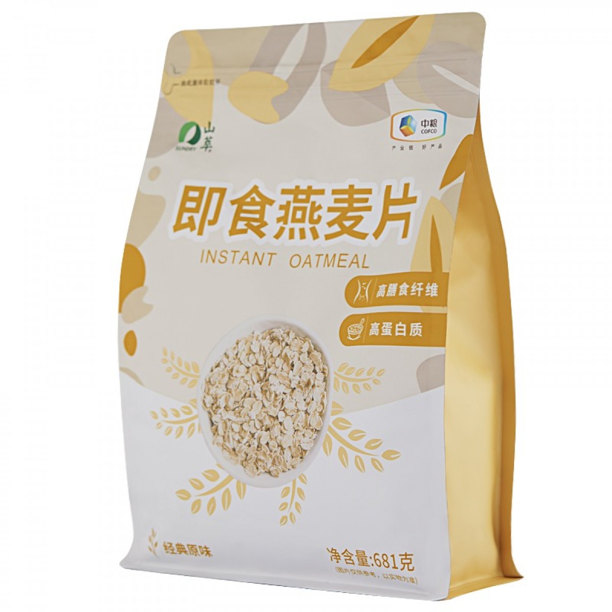 山萃 中粮 冲饮谷物 营养早餐 膳食纤维 谷物代餐麦片 681g/袋  10袋起订