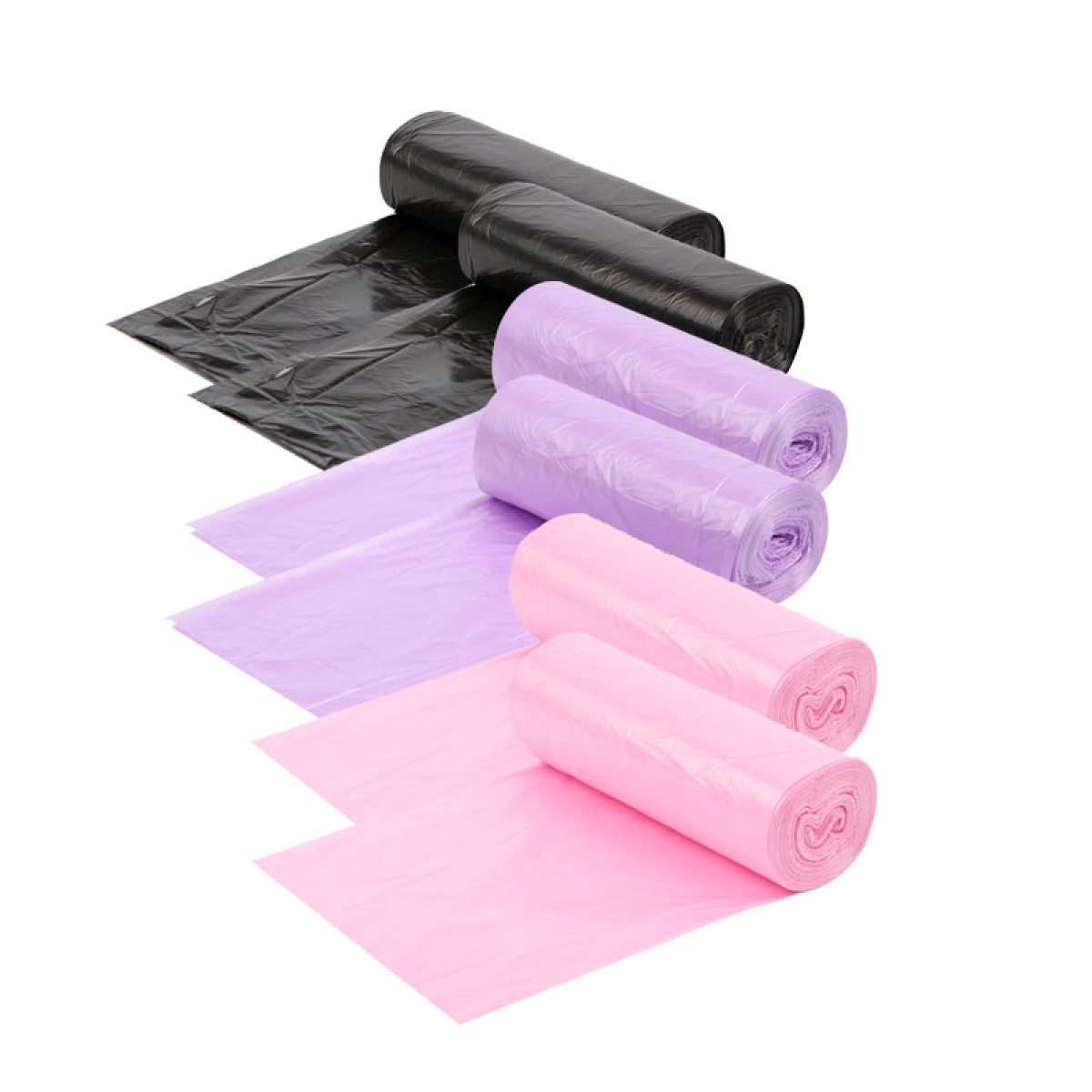 妙洁 MBGRM6-EC 中号加厚平口垃圾袋紫粉黑色 45*50cm 6卷/包 5包起订 单位：包