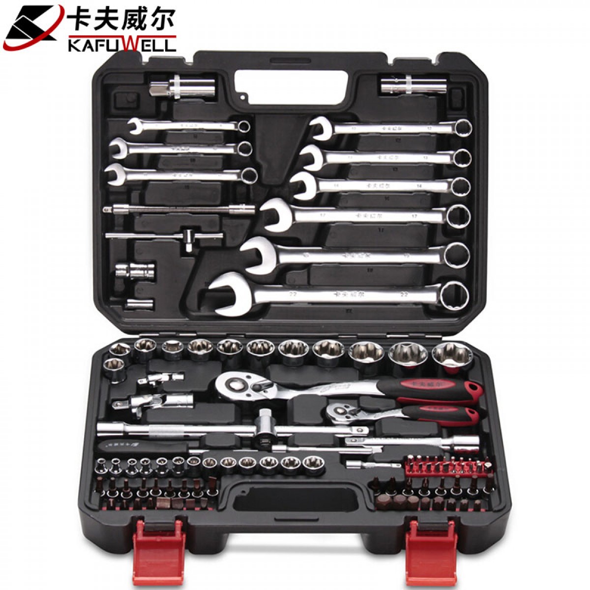 卡夫威尔 工具箱 工具套装6.3+12.5mm机修 汽修套筒棘轮扳手103件套 SS13103A