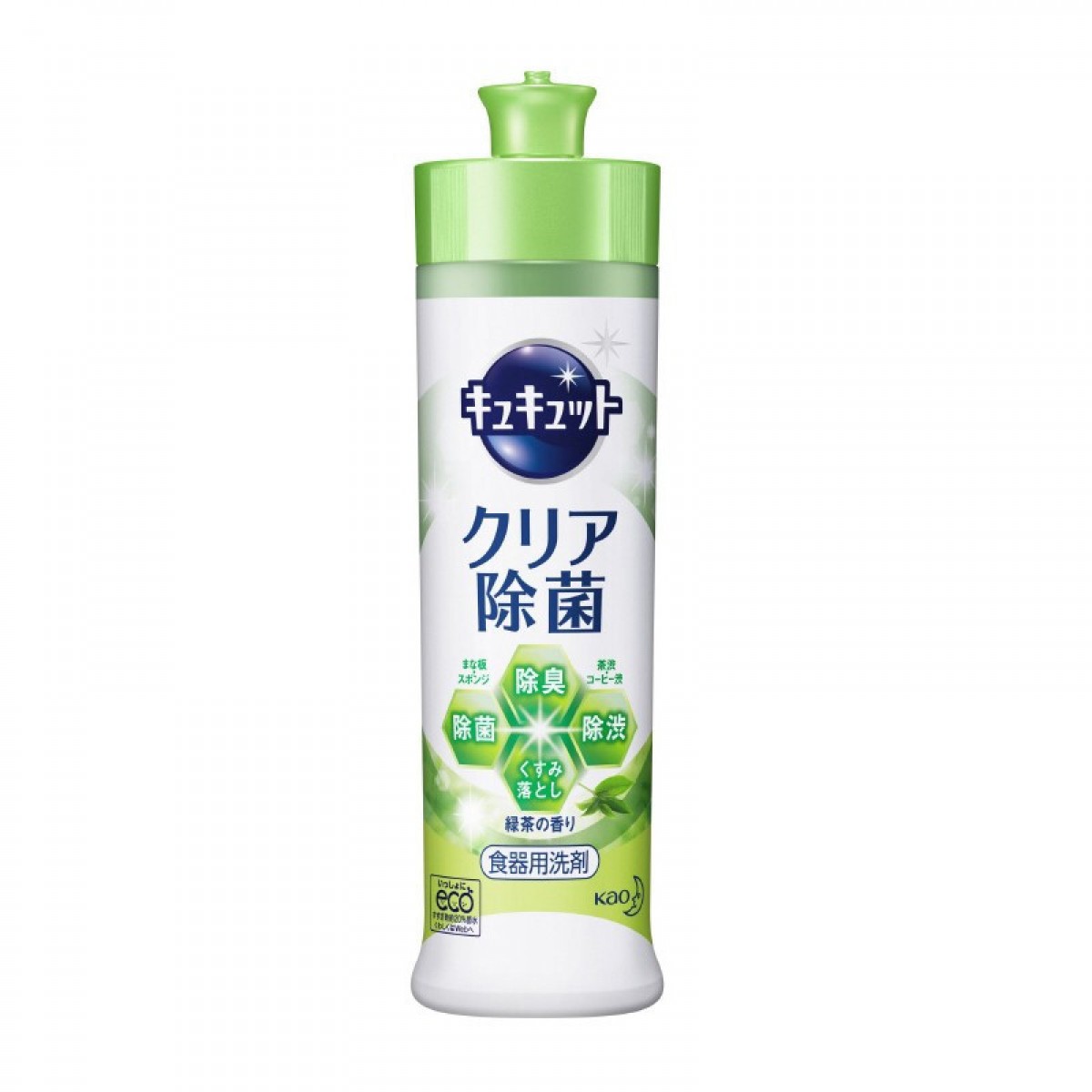 花王（KAO）进口洗洁精 餐具洗涤剂 油污洗涤灵 进口果蔬净清洗剂 易冲洗不伤手 240ml 绿茶香 单位：瓶 3瓶起订