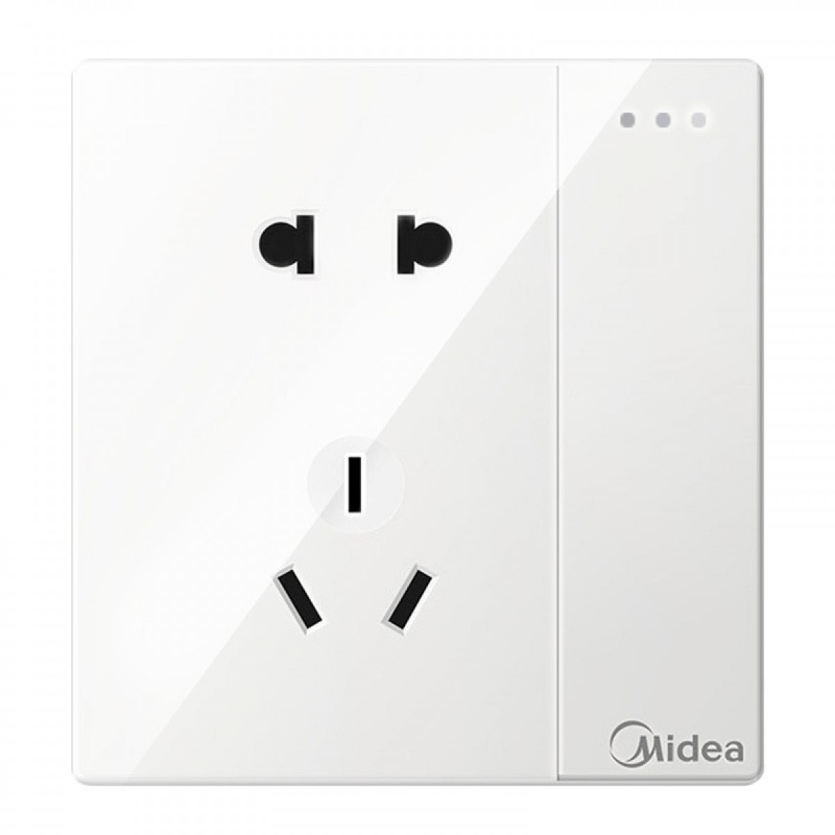 美的（Midea）开关插座二三极插座5孔带开关86型一位单极一开单控面板E01白色