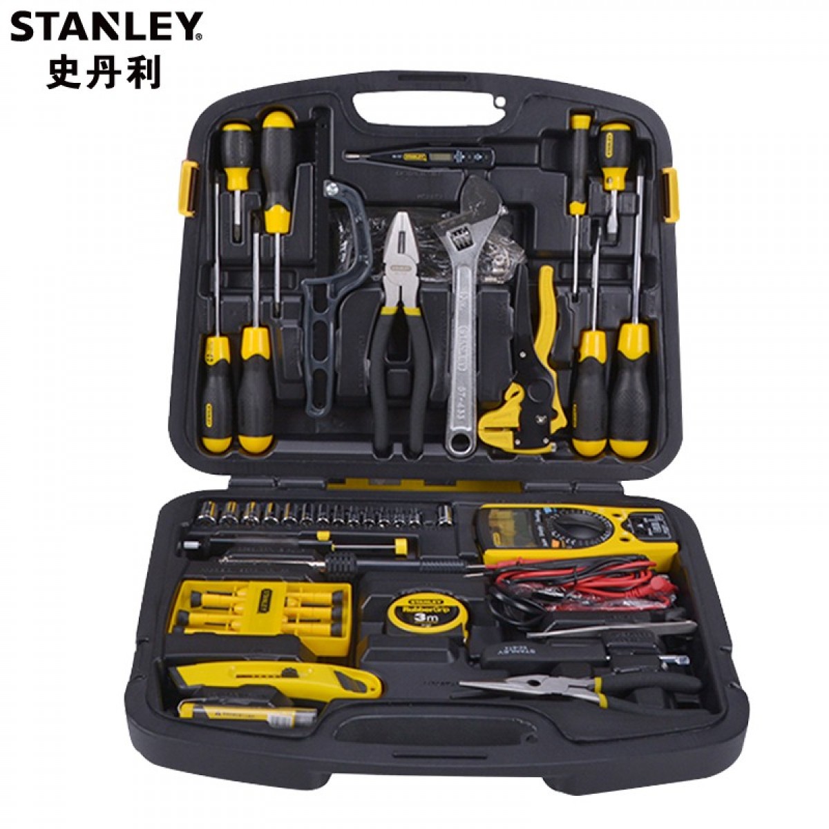史丹利（Stanley）电讯工具套装 工具箱组套 多功能电子电工维修组合工具 带万用表 53件套 89-883-23