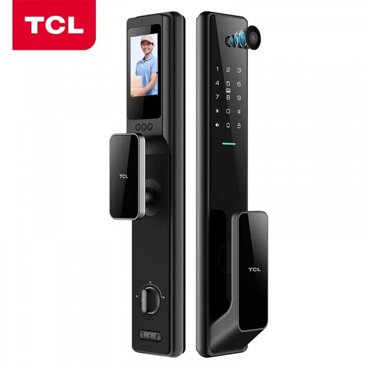 TCL指纹锁智能锁猫眼可视带屏幕密码锁防盗门智能门锁全自动款推拉锁家用电子锁 店铺-猫眼可视-Q9 大屏猫眼-K7Q-配送