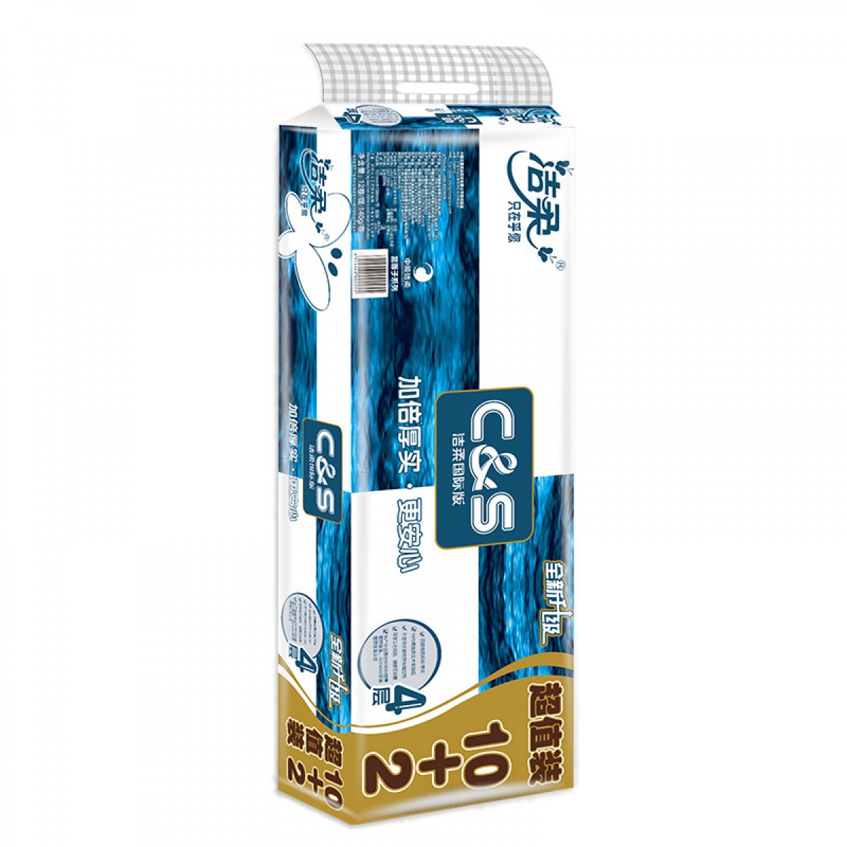 洁柔 蓝面子卷纸4层140g一提12卷卫生纸厕纸家用纸巾（12卷/提）单位：提