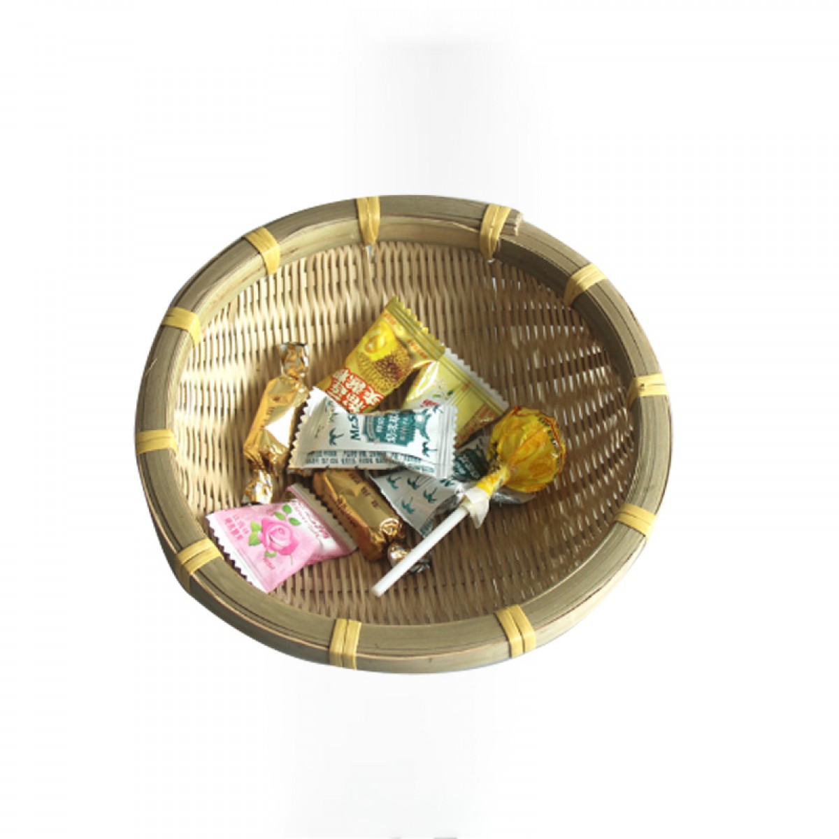 晟泰邦 竹编竹制品 筲箕 厨房洗菜篮子收纳馒头筐沥水篮圆簸箕小竹筐 直径13cm高度4cm 单位：个 3个起订