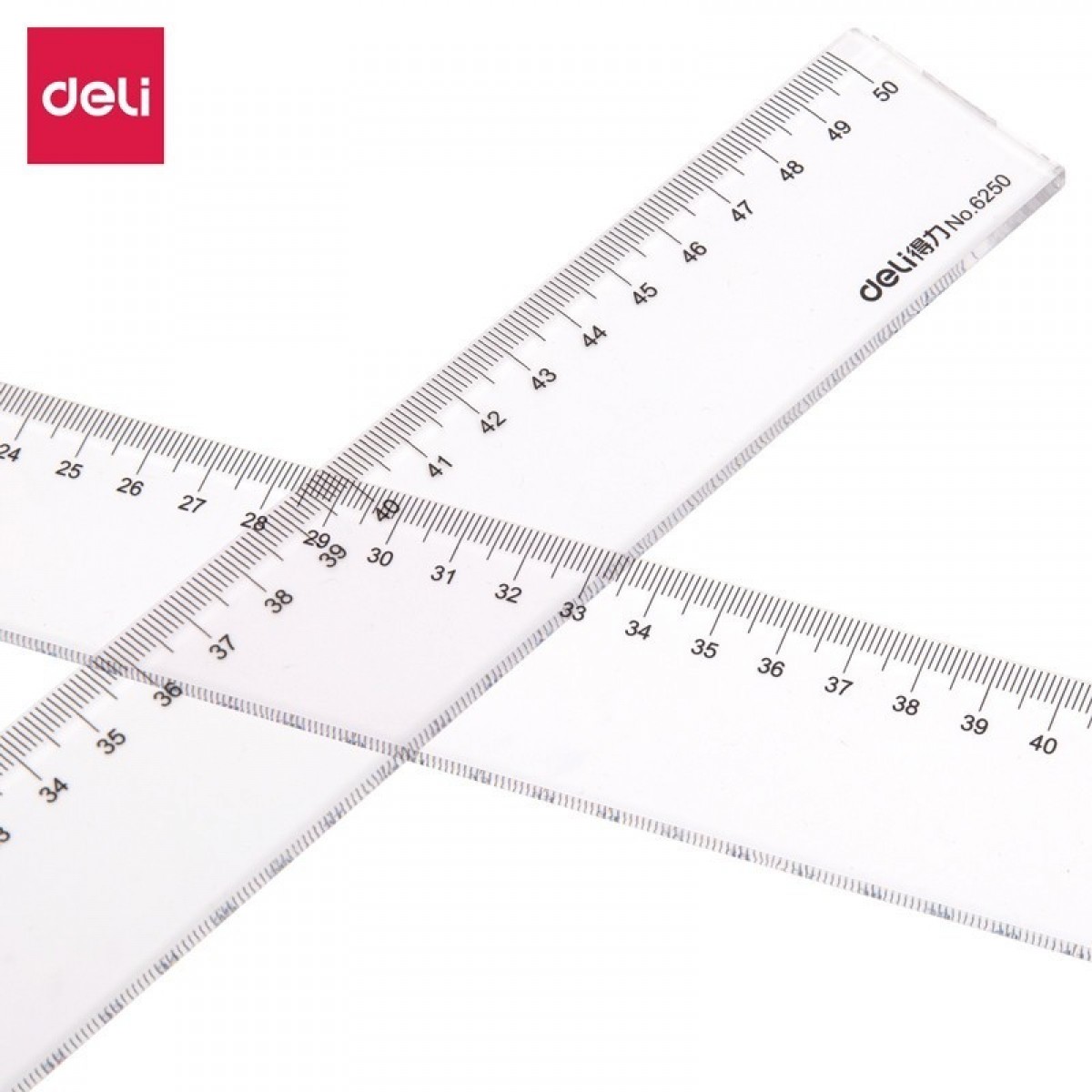 得力（deli）1把 直尺塑料直尺学生尺子文具绘图办公直尺绘图尺文具 50cm 6250 单位：把 10把起订