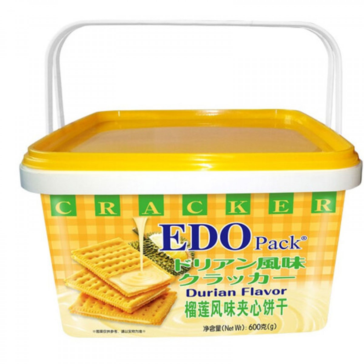 EDO pack 饼干 零食早餐 苏打夹心饼干 榴莲风味 600g/盒 送礼团购年货礼盒 过新年广东广州深圳特产 5盒起订 单位：盒