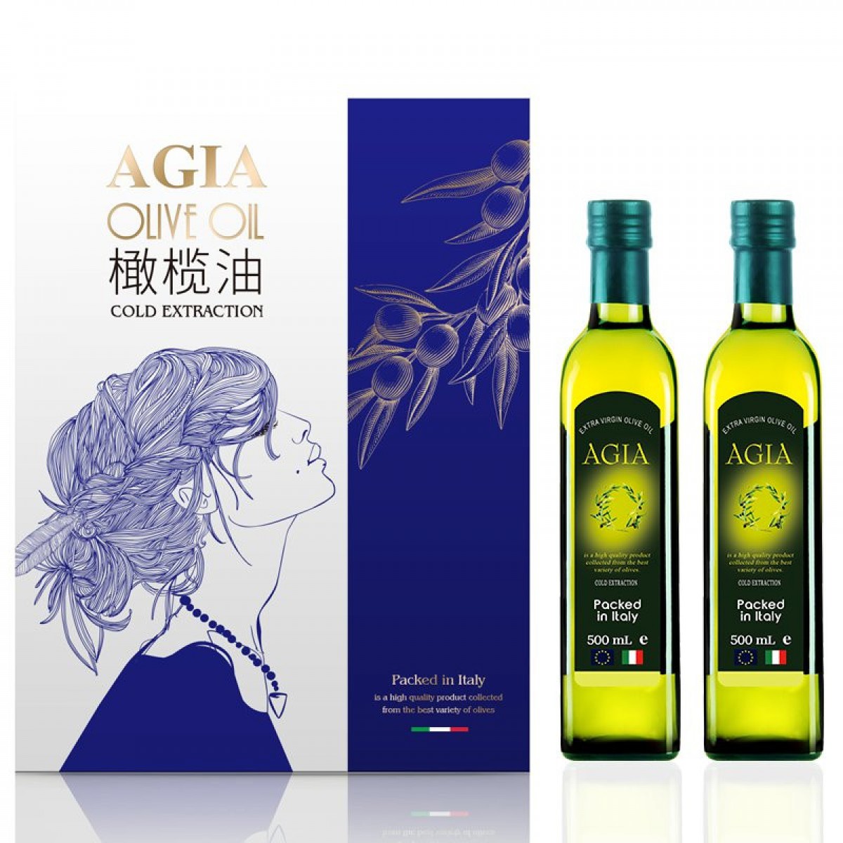 阿茜娅 特级初榨橄榄油-贵宾礼盒 健康好油 全新包装 年货福利 意大利原装进口500ml*2瓶