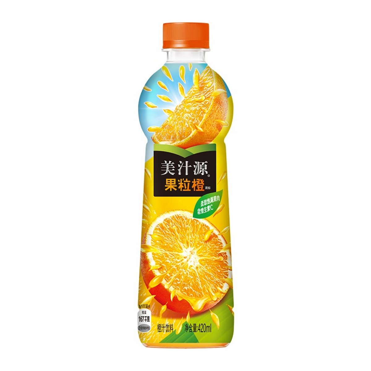 可口可乐 美汁源果粒橙果汁饮料 420ml*12瓶 整箱装 （3箱起订 ） 单位：箱