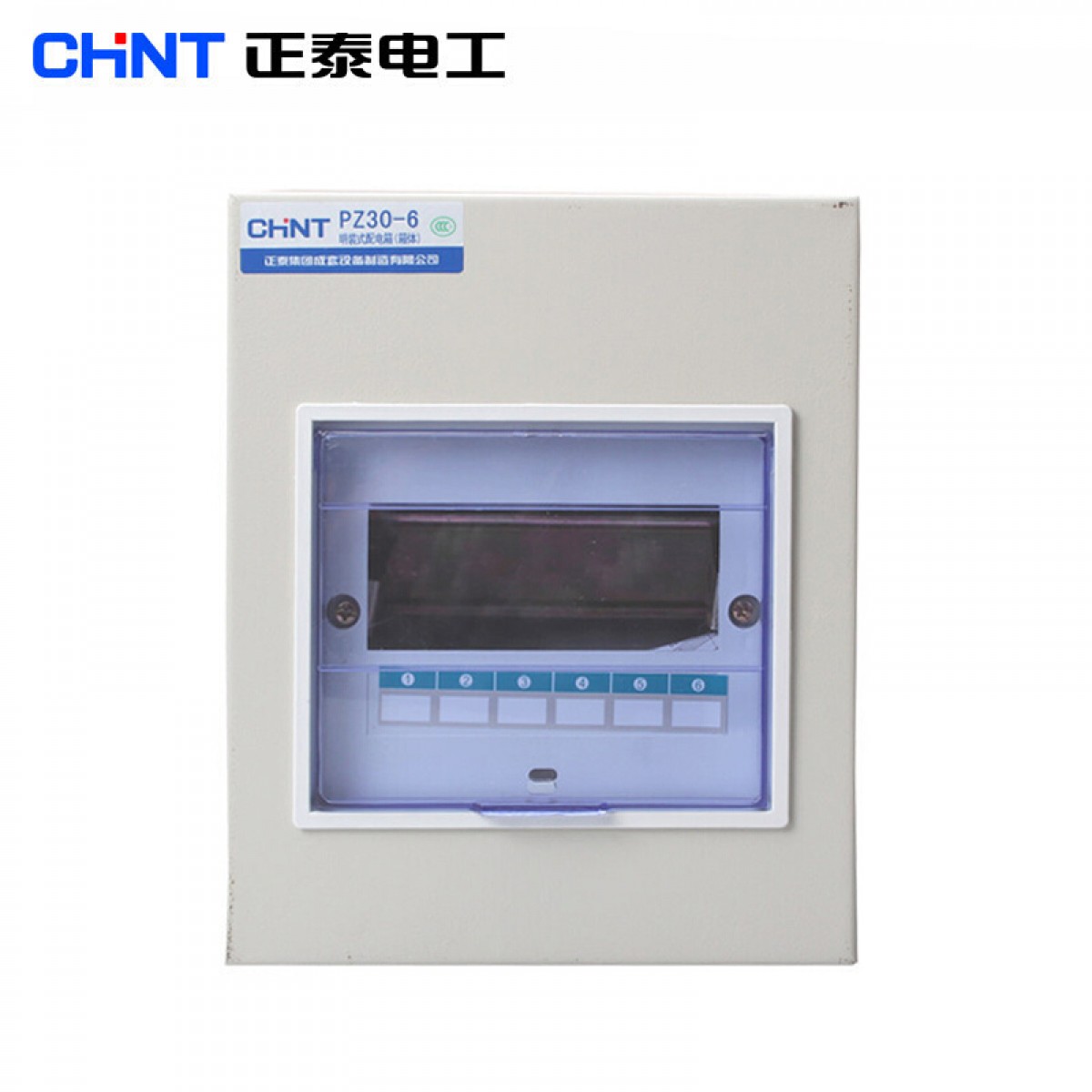 正泰（CHNT）PZ30-6 配电箱家用强电箱空开箱装断路器强电布线箱 明装强电箱配电箱体 单位：个 5个起订