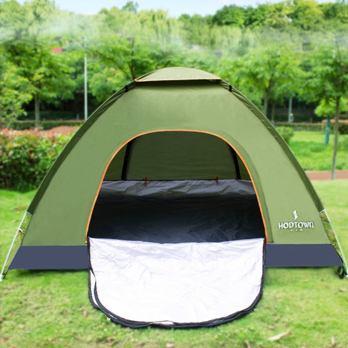 何大屋 速开手抛帐篷 双人双开门自动帐篷 防泼水面料纱门纱窗通风好 超韧帐杆收纳便携 潇洒人生手抛帐篷 HDW1502