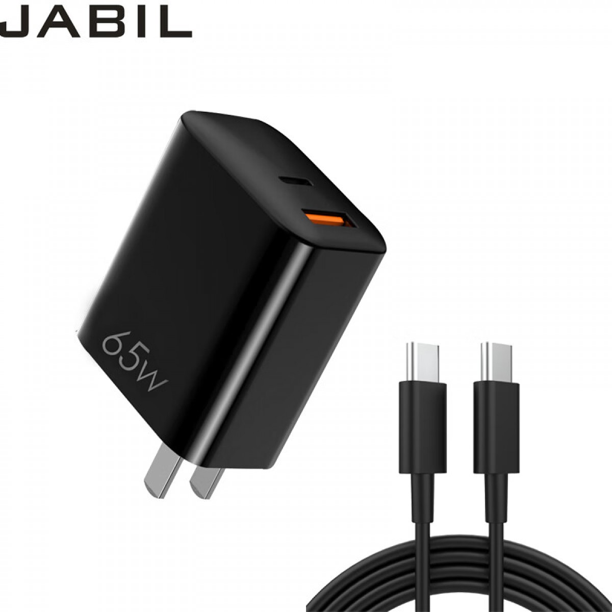 JABIL Type-C 65W氮化镓适用华硕/惠普/小米/华为/戴尔/宏基/联想/苹果手机笔记本电源适配器充电器线 黑色