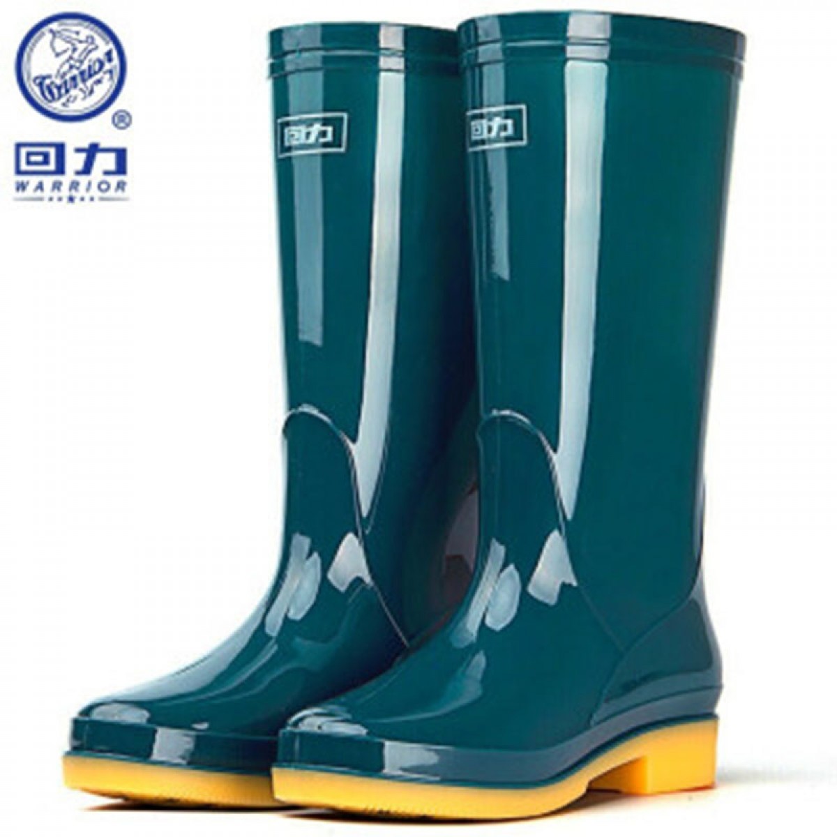 回力 雨鞋女时尚户外中高筒防水雨靴水鞋防滑耐磨胶鞋 HXL813 墨绿高筒 38