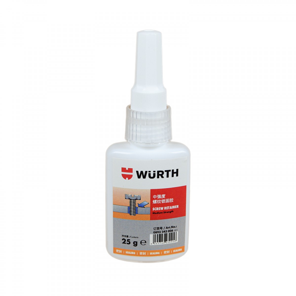 伍尔特（WURTH）0893243006 中强度螺纹锁固胶-25G