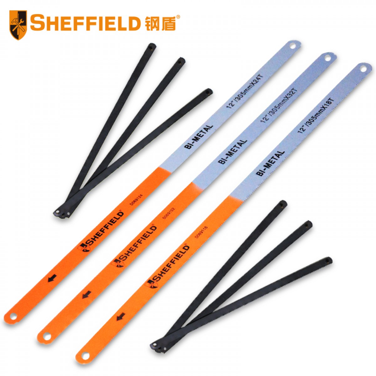 钢盾  SHEFFIELD S069135 10件套24齿双金属锯条 高速钢小锯条 手工 木工 粗细齿