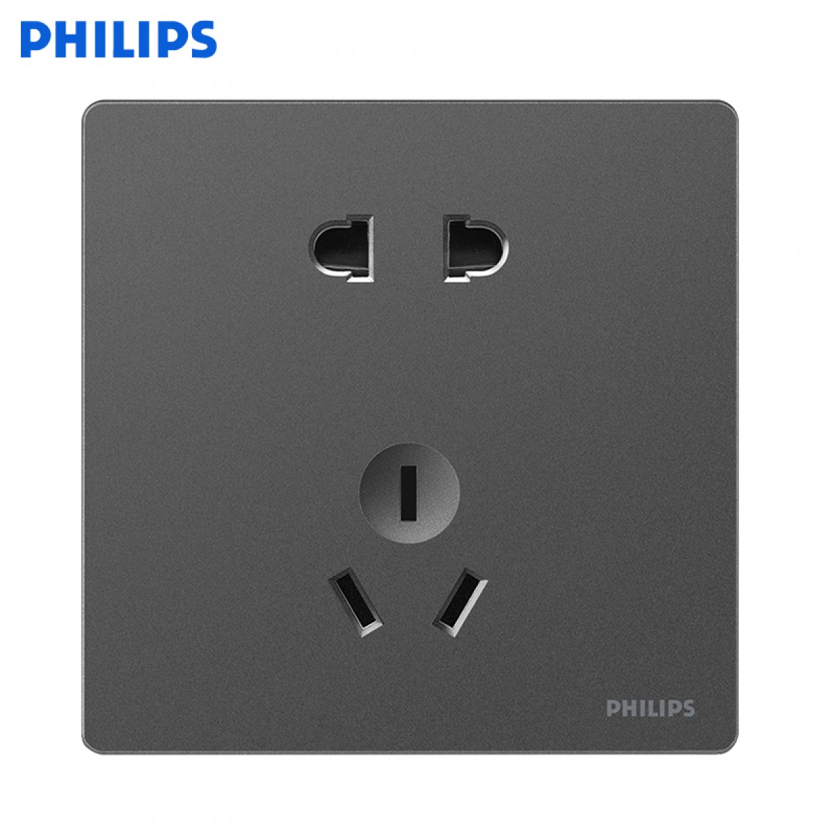 飞利浦（PHILIPS）开关插座面板昕绎深灰斜五孔空调16a带开关双控网络插座 五孔插座（10A）10只