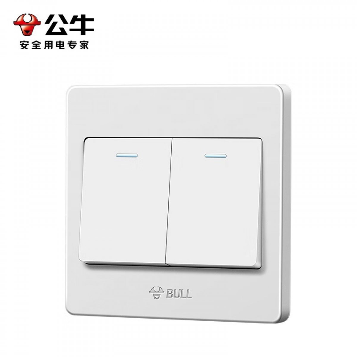 公牛开关插座 二开双控开关面板 86型墙壁插座 多用电源暗装2开多联G07K212C白 单位：个 10个起订