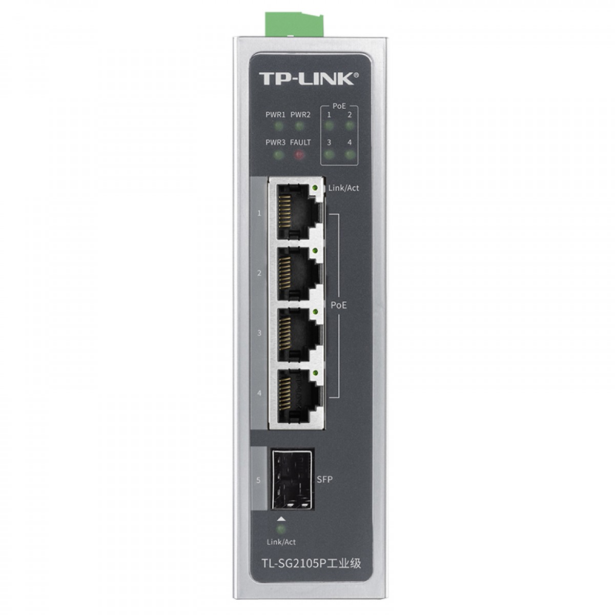 TP-LINK 普联工业以太网交换机 企业网络交换器 网线分线器分流器 DIN导轨壁挂安装 SG2105P工业级 4口千兆 PoE供电120W 单位：台