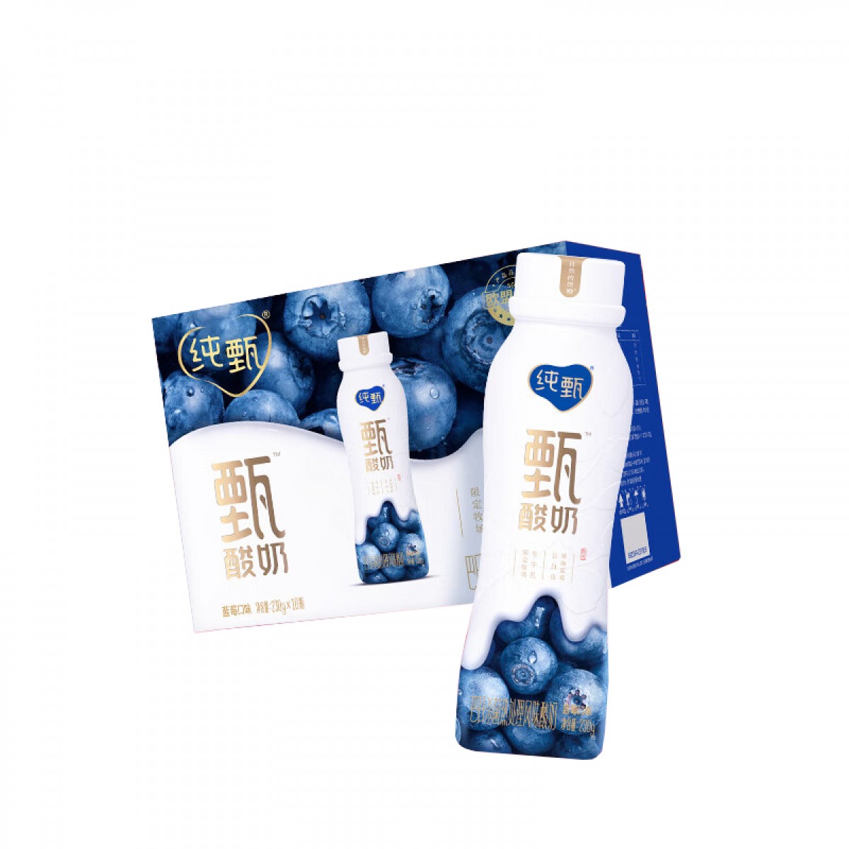 蒙牛纯甄甄酸奶蓝莓味230g×10瓶（礼盒装）长白山寒地蓝莓 礼盒 单位：箱