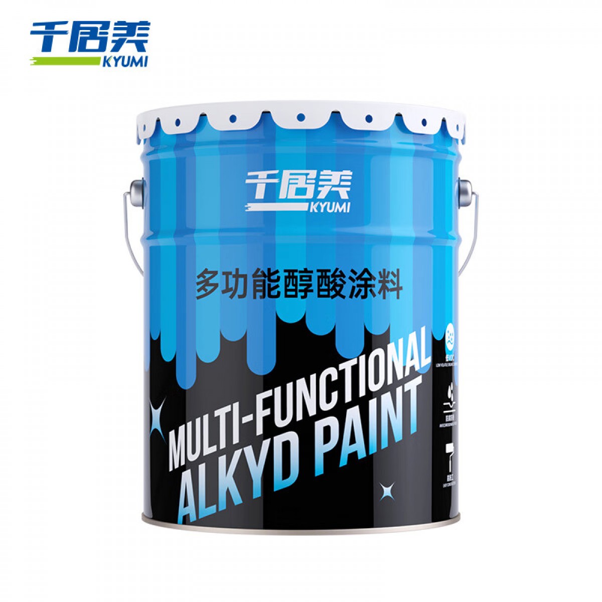 千居美 安全型醇酸防锈防腐漆 醇酸调和漆 钢结构漆木材铁栏杆船舶家居工程防锈刷铁门金属油漆 10KG 军车绿 单位：桶
