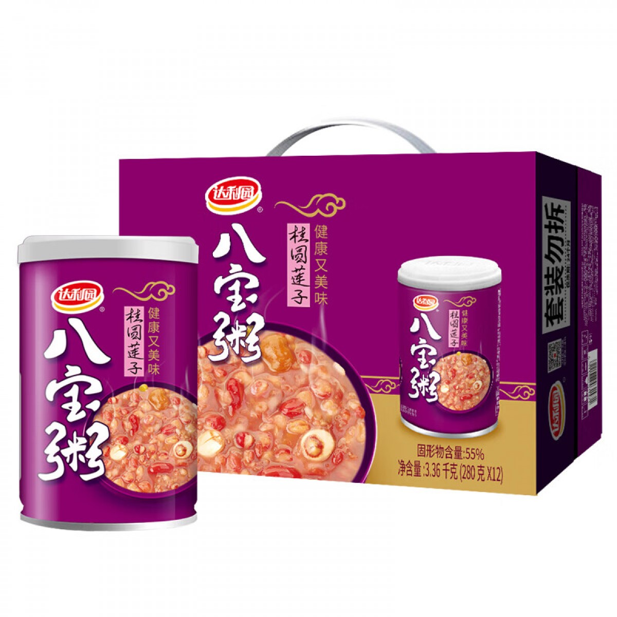 达利园 桂圆莲子八宝粥方便速食早餐粥杂粮粥280g*12 罐礼盒整箱装 单位：箱
