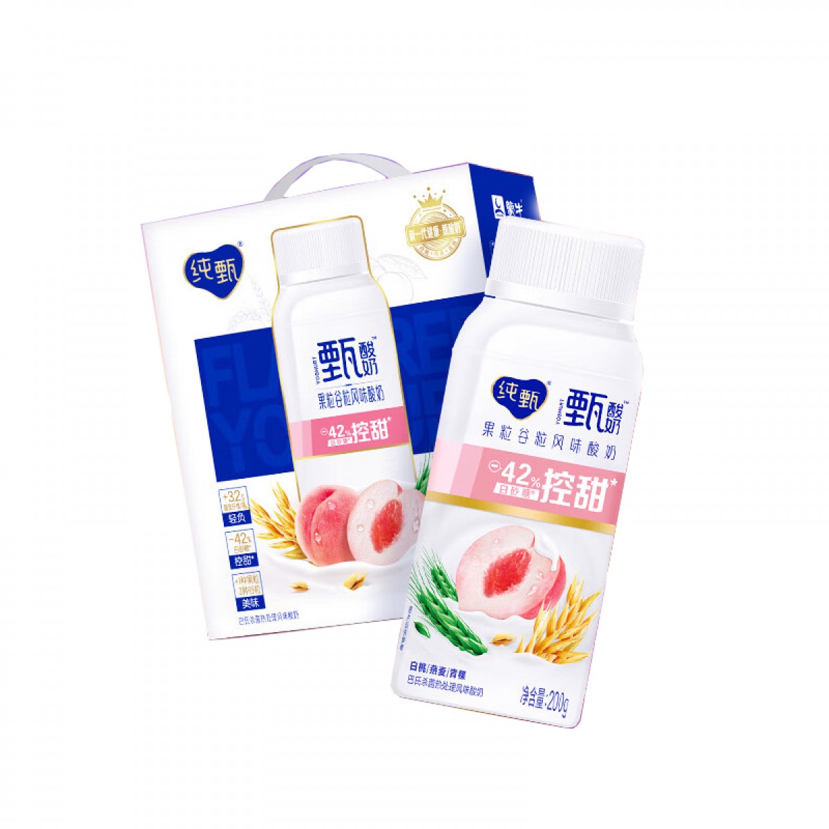 蒙牛纯甄甄酸奶白桃燕麦青稞口味风味酸牛乳200g×10瓶 单位：箱