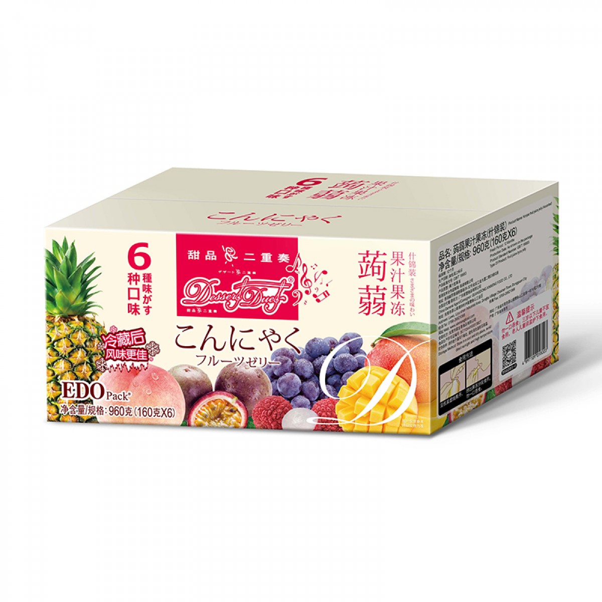 EDO PACK蒟蒻果汁果冻0脂肪什锦装 960g/盒 团购年货礼盒送女友礼物 单位：箱